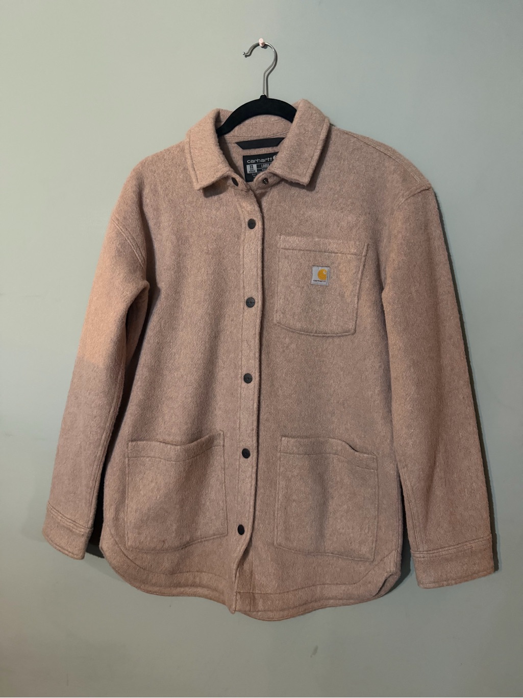 Carhartt Button-Up Fleece Shacket In Blush Taupe